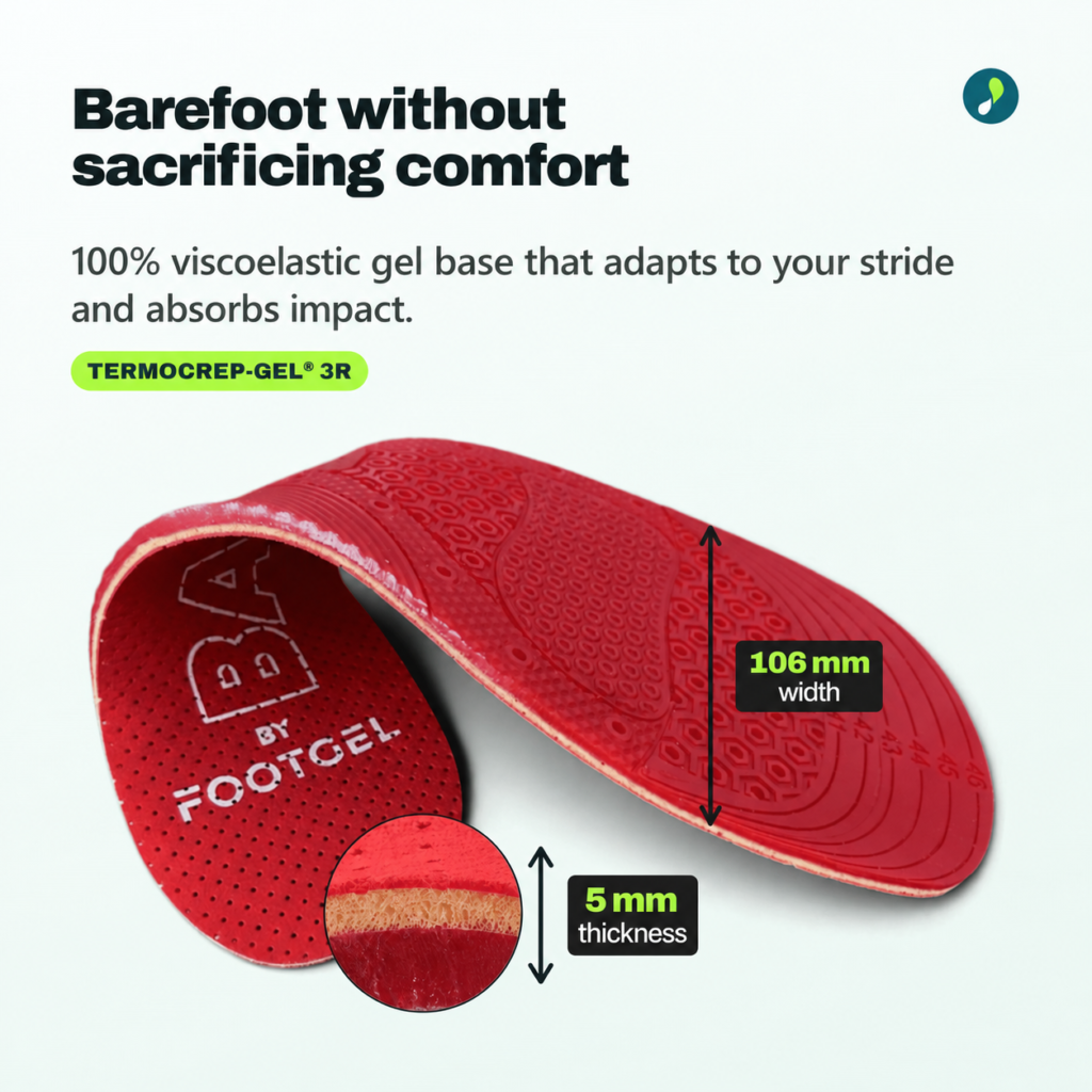 Footgel Barefoot: 106 mm width and 5 mm thickness