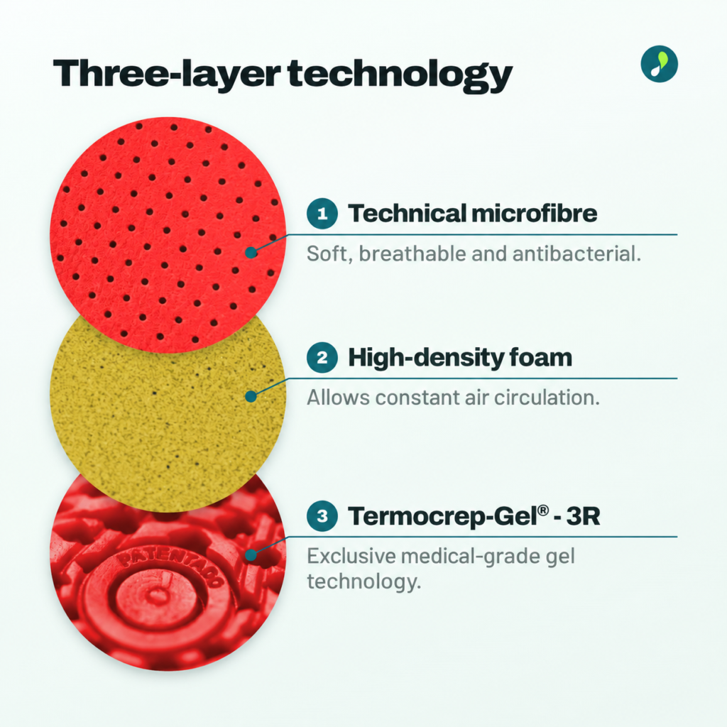 Footgel Barefoot: Three-layer construction