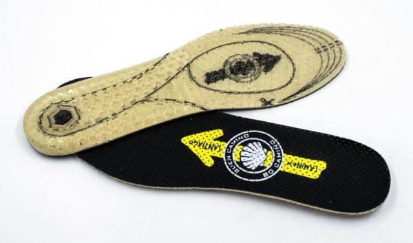 Footgel Camino de Santiago Camino de Santiago insoles with route graphics on the yellow surface and black underside