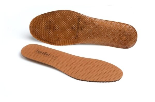 Footgel Daily Use Men brown everyday insoles showing both surfaces