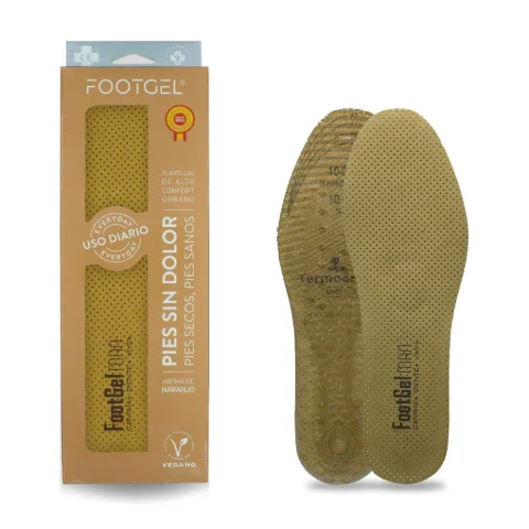 Footgel Men's Daily Use gel insoles, showing the fabric surface and gel cushioning