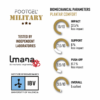 Footgel Military & Police biomechanical chart showing impact, support, push-off and overall test scores