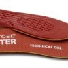 Footgel Hunting Hunting insoles showing the red printed top and red gel underside