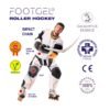 Footgel Roller Hockey impact-chain diagram showing the joints and body areas identified by HQ