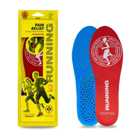 Footgel RUNNING gel insoles, showing the fabric surface and gel cushioning