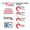 Footgel Tennis biomechanical test chart showing impact, support, push-off and overall results