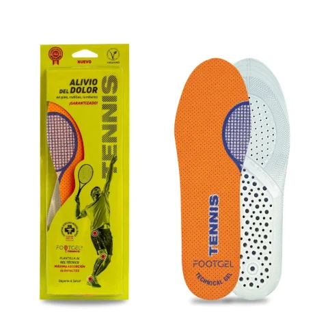 Footgel TENNIS gel insoles, showing the fabric surface and gel cushioning