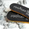 Footgel Winter Trekking black merino wool Winter Trekking insoles on rocks