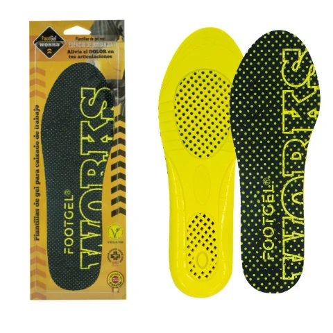Footgel WORKS gel insoles, showing the fabric surface and gel cushioning