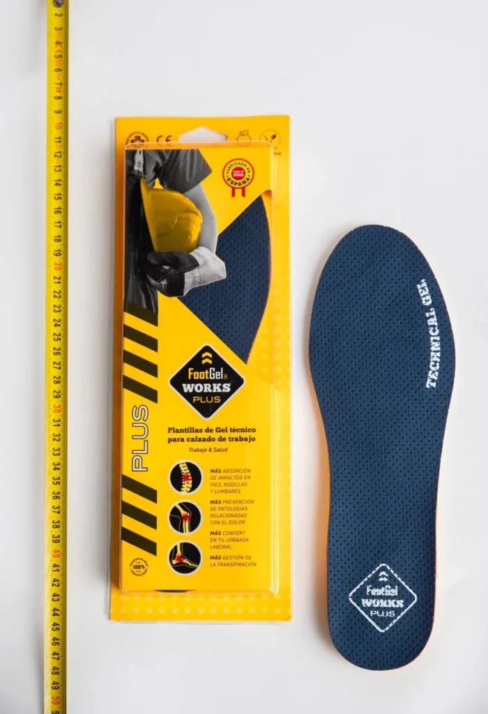 Footgel Works Plus Works Plus retail packaging and blue insole