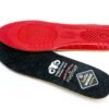 Footgel Works Winter red gel underside above the black merino wool surface