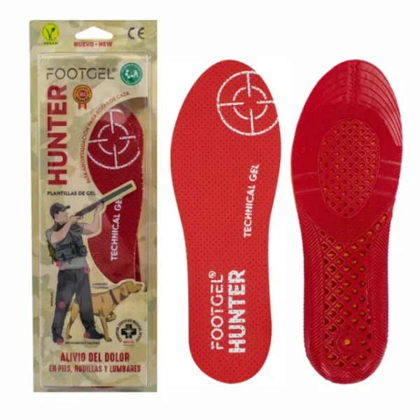 Footgel Hunting gel insoles, showing the fabric surface and gel cushioning