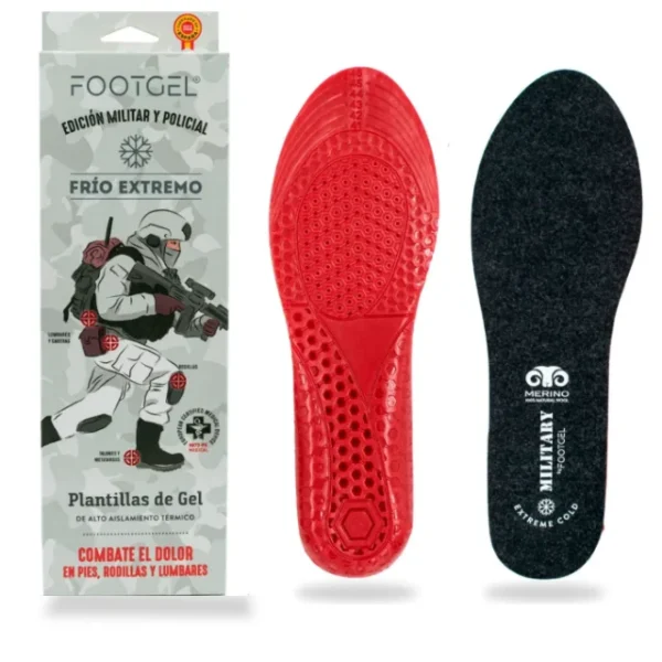 Footgel Military & Police Winter gel insoles, showing the fabric surface and gel cushioning