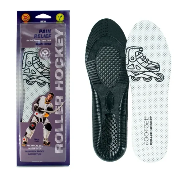 Footgel Roller Hockey gel insoles, showing the fabric surface and gel cushioning