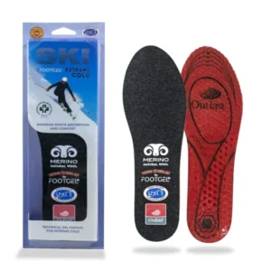 Footgel Ski gel insoles, showing the fabric surface and gel cushioning